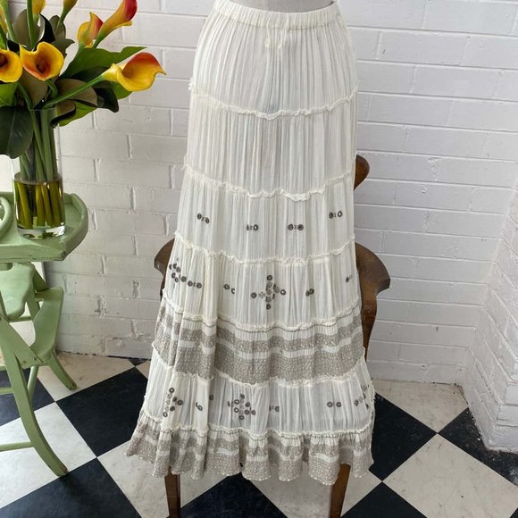 RALPH LAUREN Embellished Cream Maxi Skirt RRP$189 - Picture 4 of 8